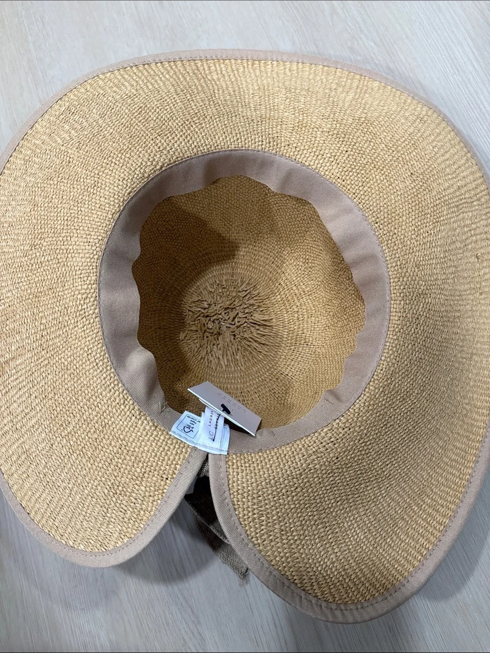 LC Lauren Conrad Natural Straw Floppy Sun Hat with Linen-Tie Bow